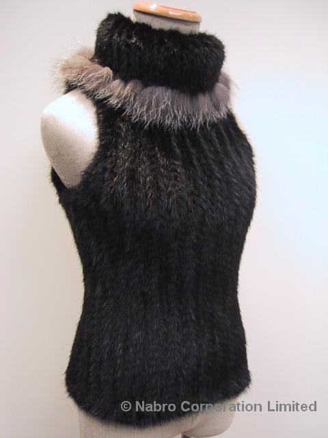  Mink Stretch Fur Tank Top With Silver Fox Trimming