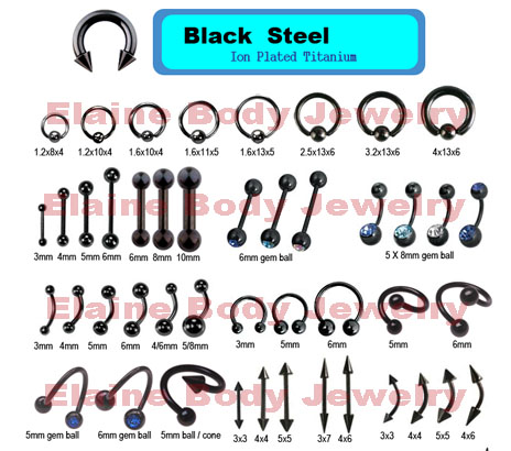  Black Steel 316l Body Piercing Jewelry (Black Steel 316L Body Piercing bijoux)
