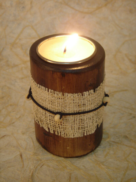 Bambus Kerzenhalter Stoff & Perlen Größe S (Bambus Kerzenhalter Stoff & Perlen Größe S)