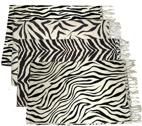  Silk Pashmina Shawls With Zebra Prints