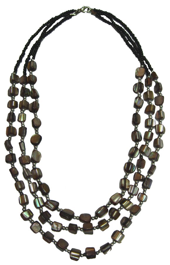 Fashion Shell Gem Stone Silver Crystal Necklace