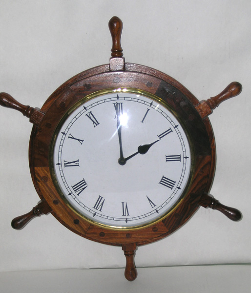  Ship Wheel Wooden Clock