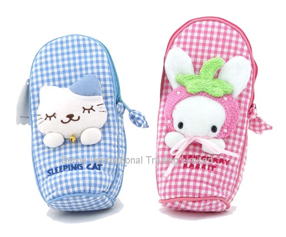  Strawberry Rabbit / Sleeping Cat - Straight Pencil Bag ( Strawberry Rabbit / Sleeping Cat - Straight Pencil Bag)