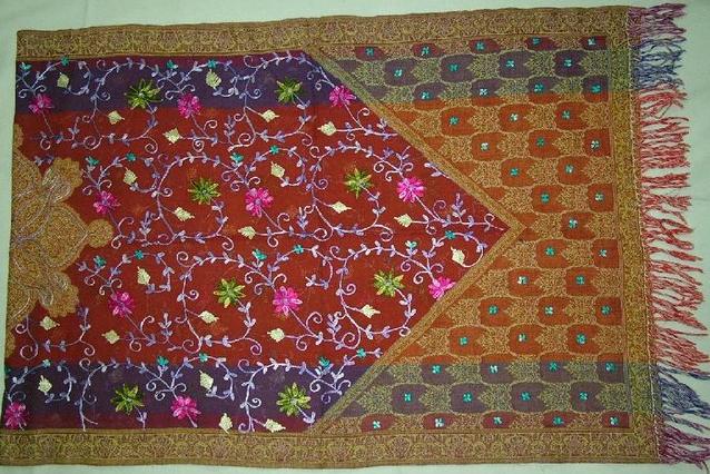 Kashmiri Embroidery On Jamawar Shawl