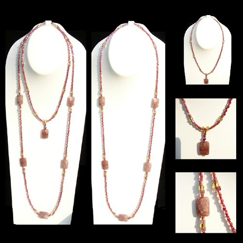  Plum Quartz Double Necklace (Слива кварцевые Double ожерелье)