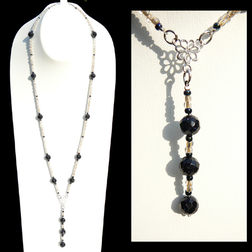  Blue Gold Sandstone Y-Necklace (Blue Gold песчаник Y-Ожерелье)