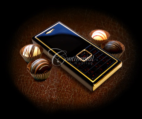  Continental Dark Chocolate-24k Gold Plated Mobile Phone (Continental Dark Chocolate-Plaqué or 24 carats sur téléphone portable)