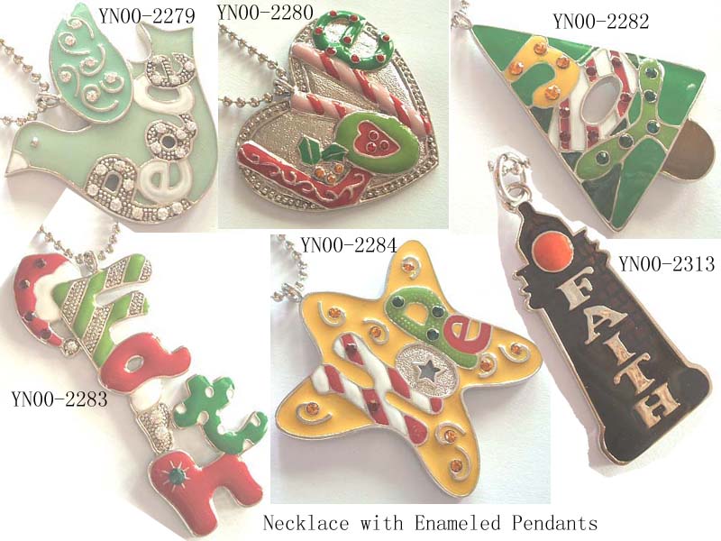  Necklace With Rich Colored Enamel Pendants ( Necklace With Rich Colored Enamel Pendants)