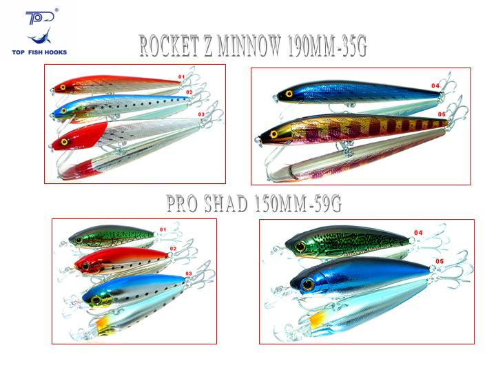  Hard Plastic Lures-Rocket Z Minnow & Pro Shad