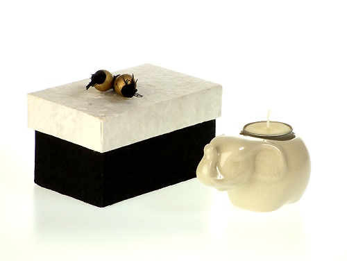  Ceramic Tealights - Elephants (Bougies chauffe-plat en céramique - Eléphants)