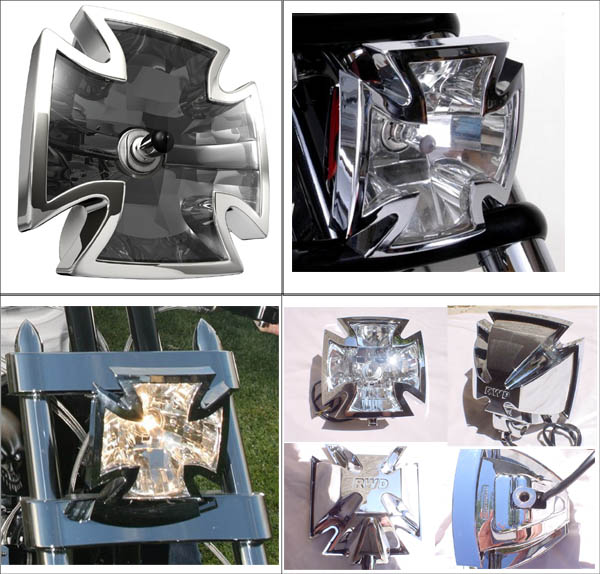  Iron Light - Maltese Cross Headlight For Motorcycle (Fer Light - Croix de Malte de phares pour la moto)