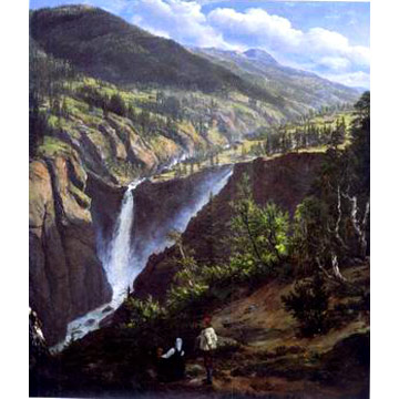  Waterfall Oil Painting (Wasserfall Ölgemälde)