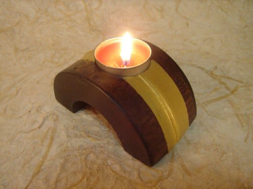 Bambus Kerzenhalter Halbkreis und Golden-Streifen (Bambus Kerzenhalter Halbkreis und Golden-Streifen)