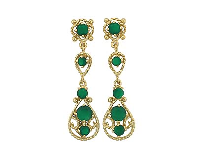  Genuine Green Agate Earring 18K Gold Plating (Подлинное зеленый агат Earring 18K золочение)