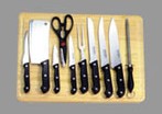  11 Pcs Knife Set With Wooden Cutting Board (11 pcs Ensemble de couteaux en bois Planche à découper)