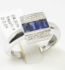  9K Solid WG Genuine Sapphire & Diamond Ring (9K Solid РГ Подлинное Sapphire & Diamond Ring)