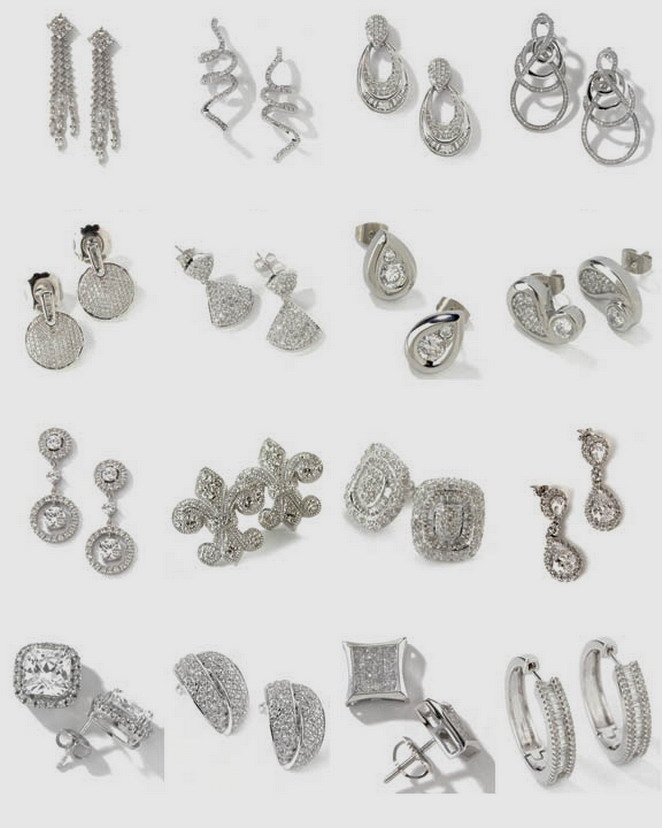  Sterling Silver Earrings With CZ Stones ( Sterling Silver Earrings With CZ Stones)