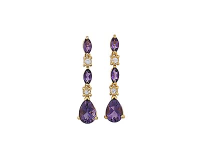  Genuine Amethyst And White Topaz Silver Earring (Genuine Amethyst And White Topaz Silver Earring)