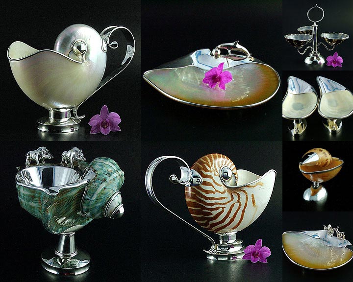  Nautilus With Sterling Silver 925 Gravy / Sauce Boat ( Nautilus With Sterling Silver 925 Gravy / Sauce Boat)