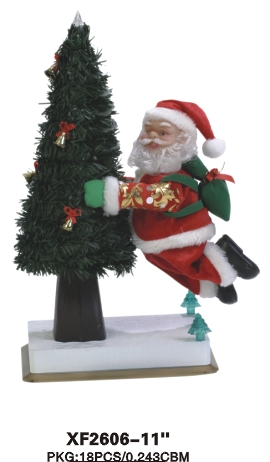  Musical Santa Climbing Fibre Light Christmas Tree (Музыкальное дерево Санта скалолазания Fibre Свет Рождества)