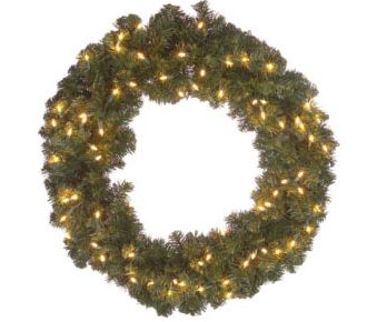  24in Pre Lit Christmas Wreath PVC ( 24in Pre Lit Christmas Wreath PVC)