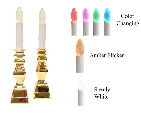  Battery Operated LED Brass Window Candle Lamps (Battery Operated Brass LED Window Candle Lamps)