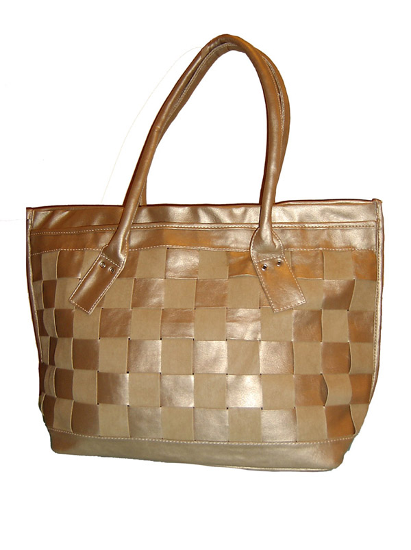  Leather Woven Textile Handbag (Sac à main en cuir textile tissé)