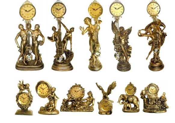 Polyresin Clock With Statue Polyresin Clock With Statue 