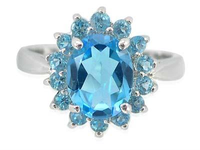  Large Swiss Blue Topaz Wedding Sterling Silver Ring (Große Swiss Blue Topas Wedding Sterling Silber Ring)