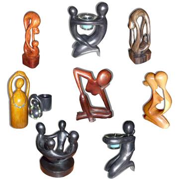  Wooden Abstract Mother & Child Candle Holder ( Wooden Abstract Mother & Child Candle Holder)