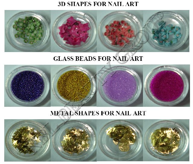  3D Flower, Glass Beads, Metal Shapes For Nail Art ( 3D Flower, Glass Beads, Metal Shapes For Nail Art)