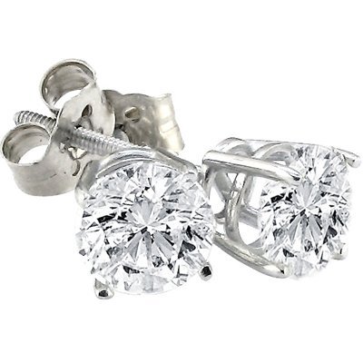  14k White Gold Round Diamond Stud Earrings (14k White Gold Round Diamond Stud Earrings)