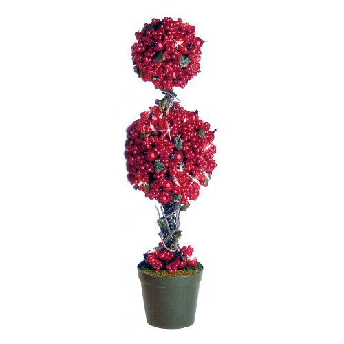  24in. Pre-Lit Red Berry Double Ball Topiary Tree ( 24in. Pre-Lit Red Berry Double Ball Topiary Tree)