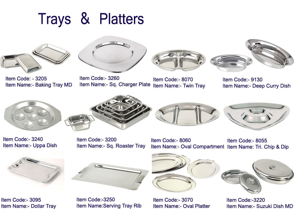  Stainless Steel Trays (Stainless Steel Plateaux)