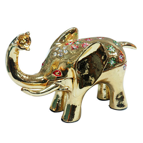  Golden Elephant Metal Jewellery Box-Artificial Crafts (Golden Elephant Bijoux Metal Box-Artificial Crafts)