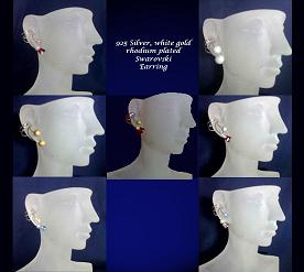  Silver, White Gold Plated Earring With Swarovski Crystal (Серебро, белое золото покрытием серьга с Swarovski Crystal)