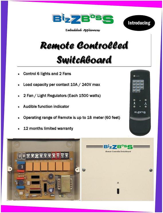  Remote Controlled Switchboard With Fan / Light Regulator