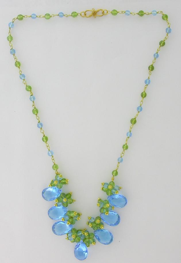  Necklace With Blue Topaz & Peridot