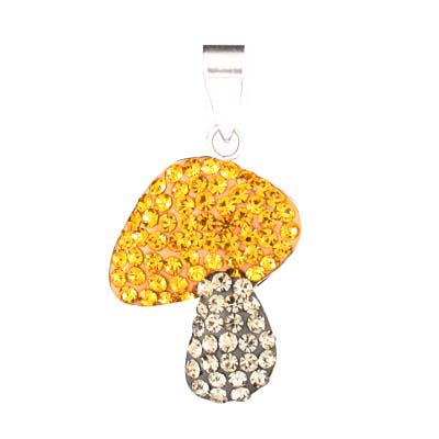  Gold Crystal Charm-Mushroom