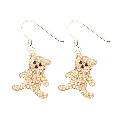  Silver Crystal Earring-Bear