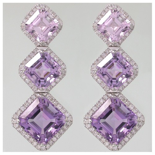 18k Diamond And Gemstone Earring, Gold Jewelry