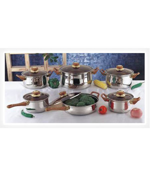  12 Pcs Stainless Steel Cookware Set (12 Stück Edelstahl-Topfset)