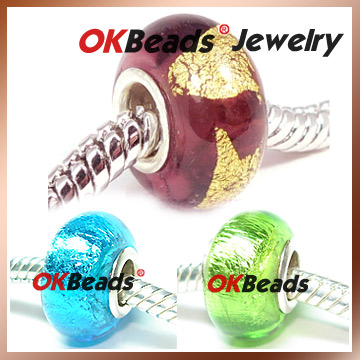  Gold Foil Glass Beads With Sterling Silver Center (Золотая фольга Стеклянные шарики с фунтом стерлингов серебро центр)