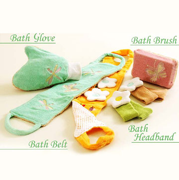  Bath Glove, Bath Belt, Bath Headband & Bath Brush (Gant de bain, baignoire Belt, Bain Bandeau & Bath Brush)