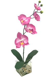 Artificial Silk Flower In Glass Vase