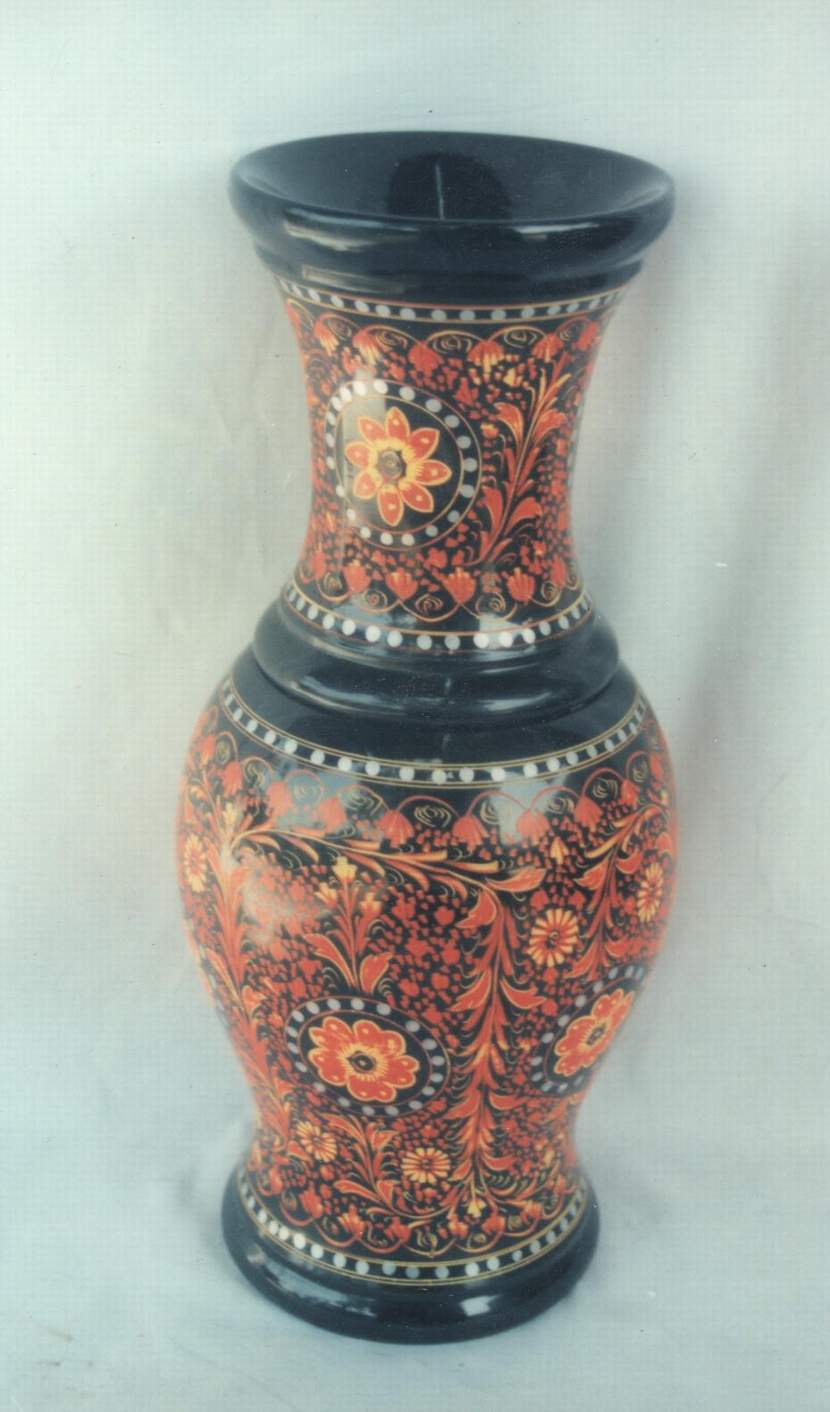 Hand Colored Wooden Vase