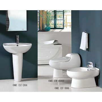 One-Piece Toilet, Pedeatal Basin & Bidet (One-Piece WC, Waschbecken und Bidet Pedeatal)