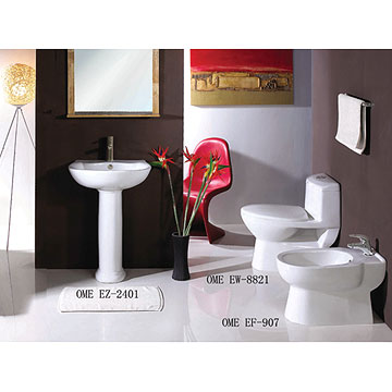  One-Piece Toilet & Pedestal Basin & Bidet (One-Piece Toilet & Pedestal et bassin Bidet)