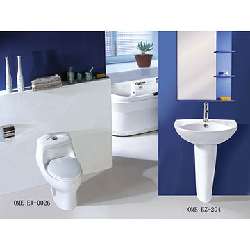  One-Piece Toilet & Pedestal Basin