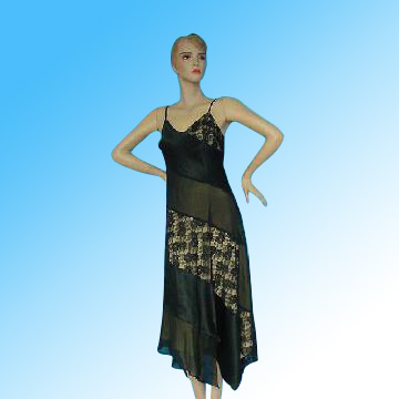  Ladies` 100% Silk Charmeuse And Chiffon Dress ( Ladies` 100% Silk Charmeuse And Chiffon Dress)